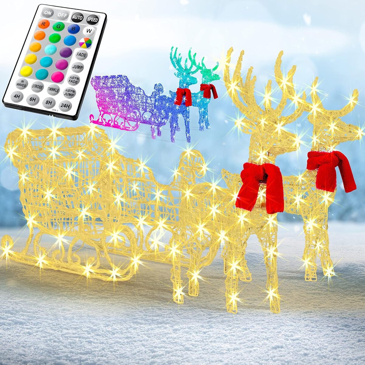 Lumière De Noël Rennes Irisé – 150 LED, Guirlande Prismatique, Déco Extérieure
