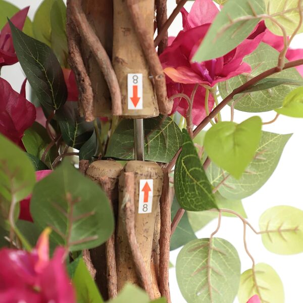 Damomo Lot de 2 bouquets de fleurs artificielles de 1,5 m avec pot en plastique noir, arbres en fleurs artificielles, plantes de bougainvillier artificielles en pot pour décoration intérieure ou