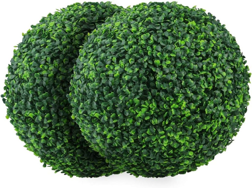 2 Boules Topiaires Artificielles Buis - Décorations Végétales Suspension 25cm | Pour Intérieur/Extérieur Balcon Jardin