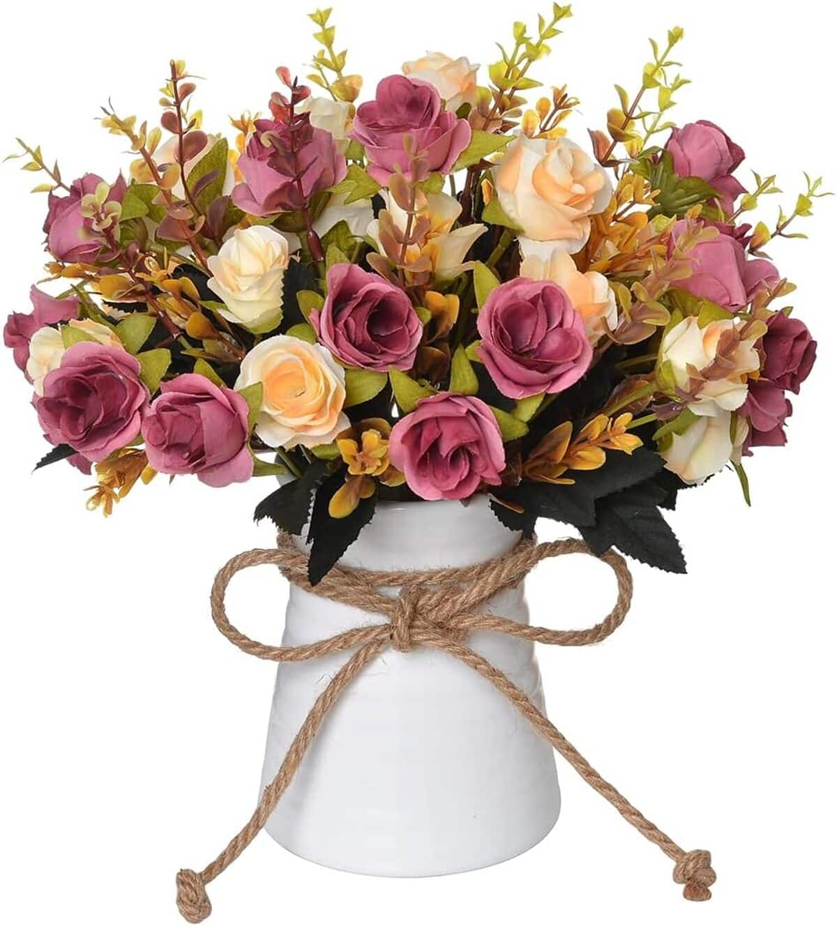 Avis sur le bouquet de fleurs artificielles en vase céramique (marron)