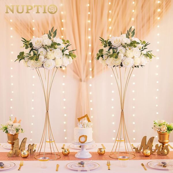 NUPTIO Boule Fleurs pour Centres de Table de Mariage 10 Pièces 45cm Diamètre Boules Fleurs Artificielles Bouquet Centres de Tables Grand Centre de Table Bouquets de Roses Soie Blanche pour Mariages