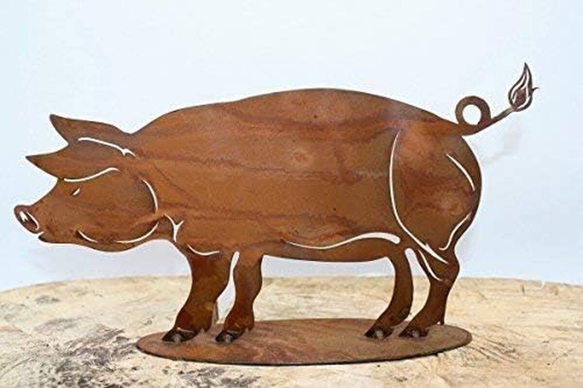 Avis sur la sculpture déco Cochon Rust Pokie en métal rouille par Ederlost