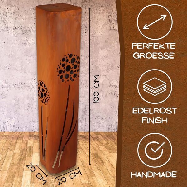 Rostikal Rouille Colonne avec Pustebumen, Metalldesing avec Pfiff De Design Unique