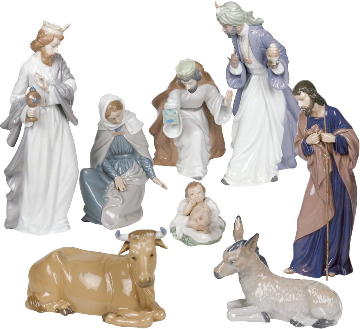 Avis : figurines de crèche de Noël NAO par Lladro en porcelaine