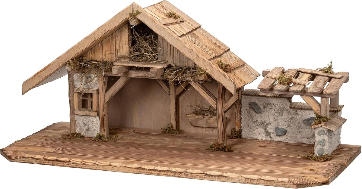 Avis sur la crèche Bonetti Grande en bois et plâtre, décoration en détail