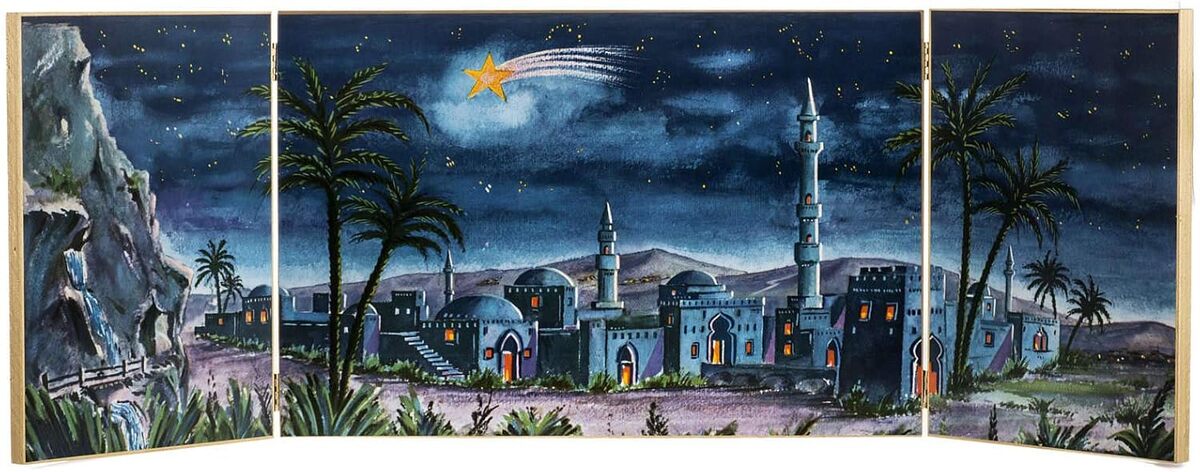 Avis sur le fond de crèche Holyart paysage arabe triptyque en bois