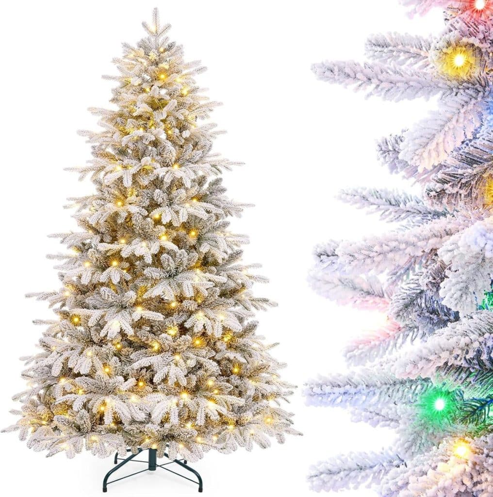 Avis : yorbay sapin de Noël artificiel avec neige LED 210 cm