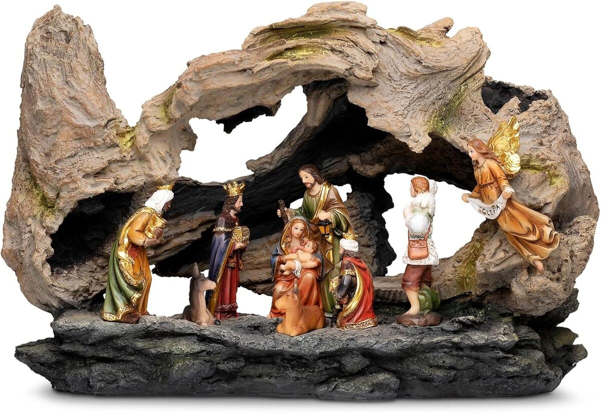 Test de la crèche de Noël intérieure avec ensemble de figurines