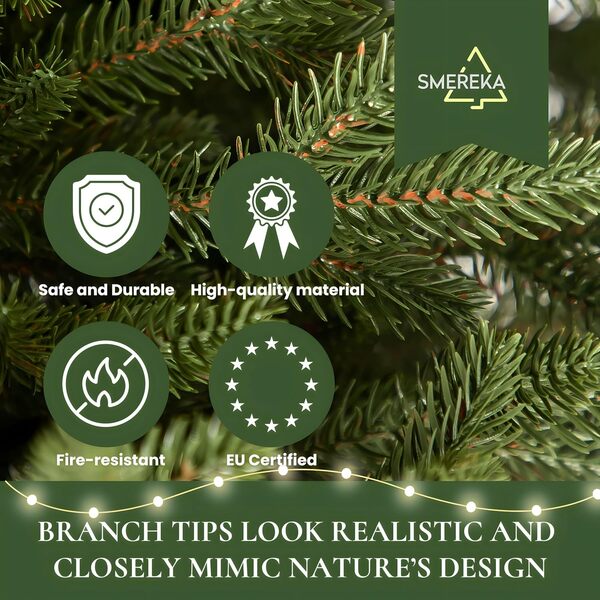 SMEREKA® Sapin de Noël Artificiel 210 cm Réaliste 100% Éléments moulé par Injection - Fabriqué en UE, Arbre de Noël Artificiel - Sapin Artificiel Christmas Tree