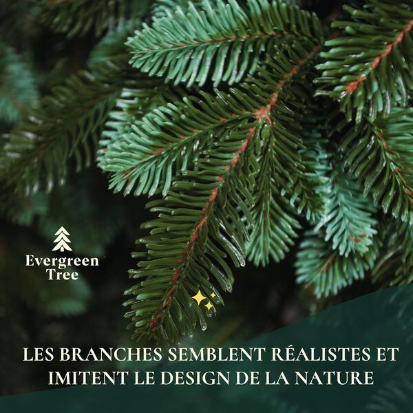 Evergreen Tree® Sapin de Noël Artificiel 180 cm Premium - 100% Moulé par Injection, Fabriqué dans l'UE - avec Support en Bois Naturel