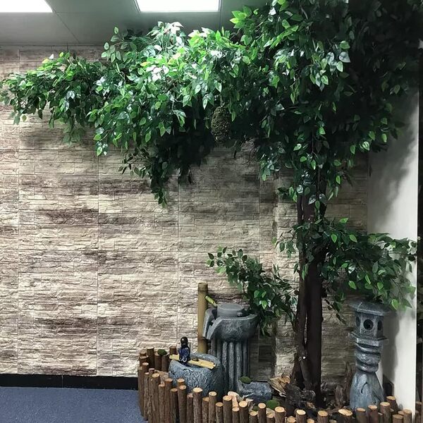 Plantes De Simulation Arbres Banian Verts Artificiels Décoration Intérieure Salon Mariage Hôtel Centre Commercial Décoration 2.5x2m/8.2x6.6ft