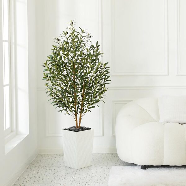 VeriNatural Olivier Artificiel 150 CM Plante Artificielle Intérieur Extérieur Grand Arbre - 1098 Feuilles en Soie Résistant UV, Fausse Plante sans Entretien - Décoration Maison Balcon Jardin