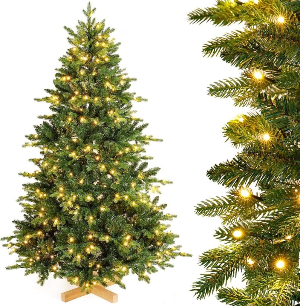Test du sapin de Noël artificiel Yorbay Nordmann 180 cm avec LED et support en bois