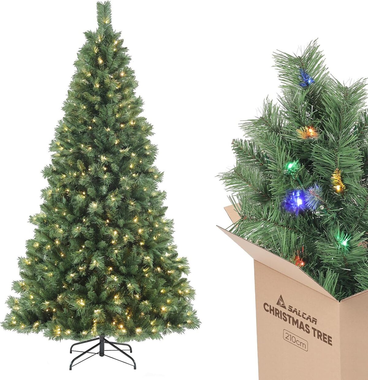 Test : salcar sapin artificiel lumineux 210 cm, 380 LED