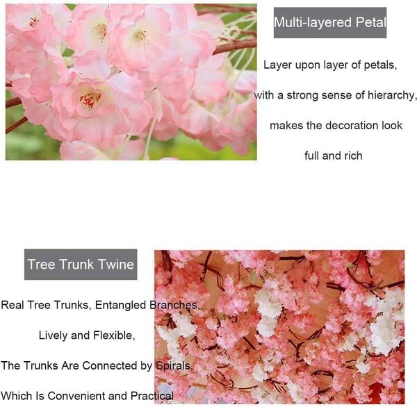 Qiang Arbre Artificiel Fleur Cerisier Plante Cerisier Rose Simulation élevée en Pot Souhaitant Arbre intérieur,pour Mariage Fête Bureau Jardin,Extended-3x3m/9.8x9.8ft