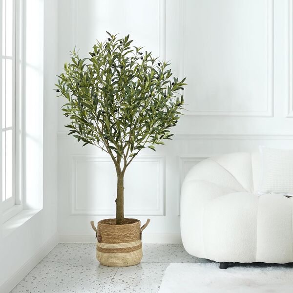 VeriNatural Olivier Artificiel Plante-150 cm Grande Fausse Plante avec Pot Stable, Résistante aux UV- Faux Arbre Décoration pour Intérieur Extérieur Salon Bureau Balcon Jardin,VN157