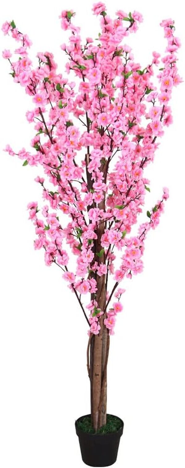 Pecher Plante Arbre Artificielle Artificiel avec des Fleuraisons 160cm avec Bois Véritable Decovego