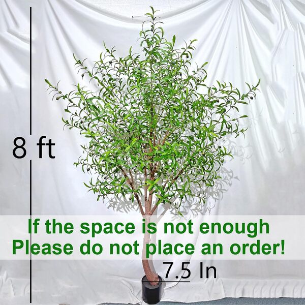 Niwellveb Olivier artificiel artificiel d'intérieur réaliste en pot en soie pour la maison, le bureau, le salon, la chambre, les escaliers et la décoration du foyer (argent crypté de 2,4 m)