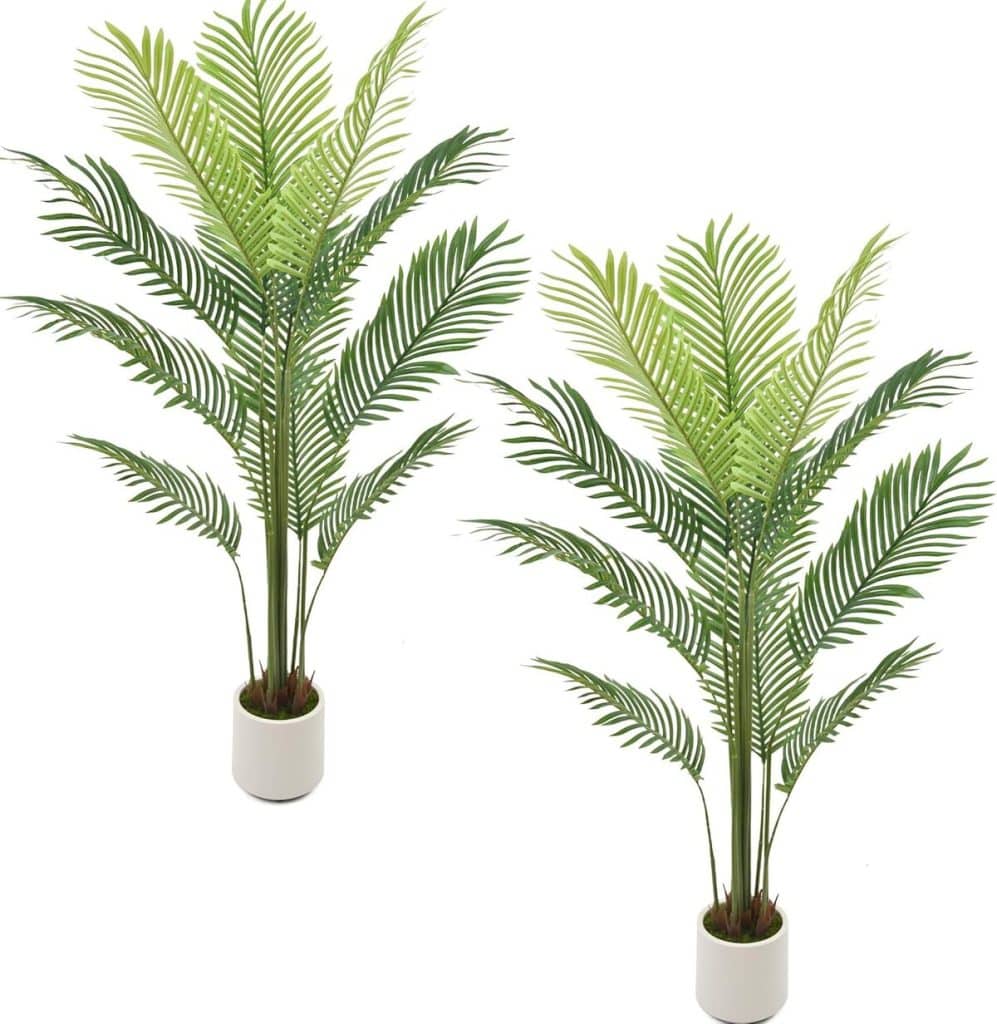 Avis palmier artificiel Nature 1, 5 m avec pot blanc