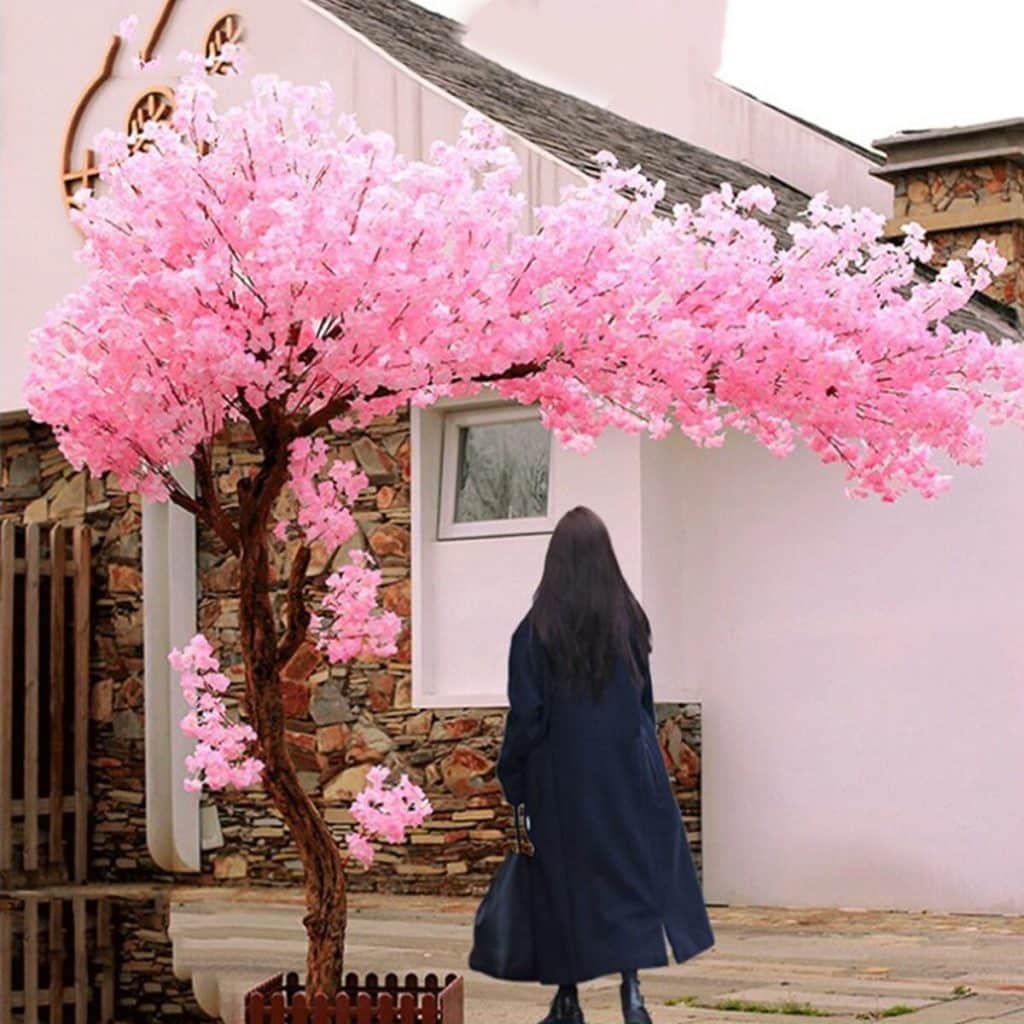 Avis sur l'arbre artificiel cerisier rose Qiang en pot
