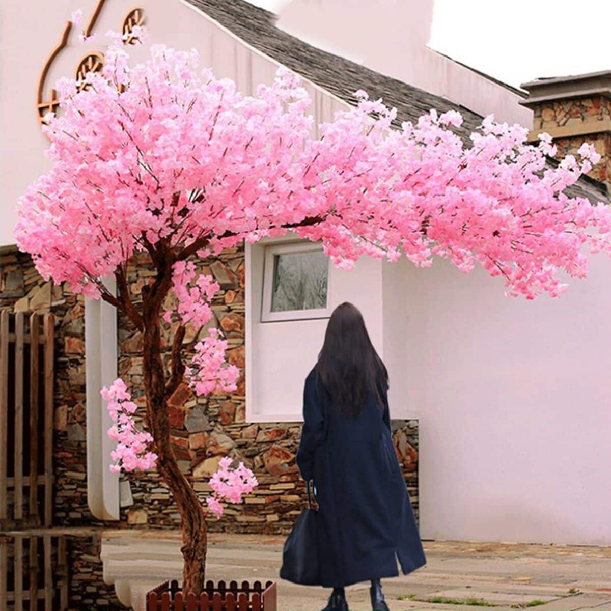 Avis sur l'arbre artificiel cerisier rose Qiang en pot