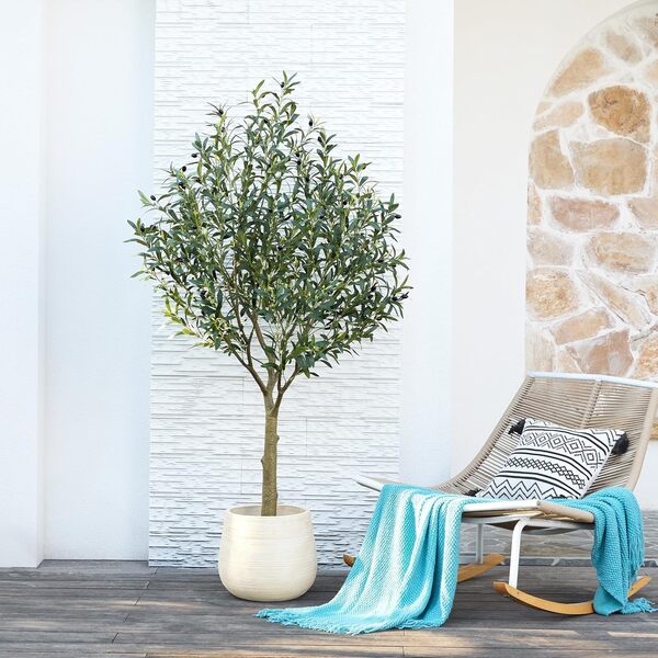 VeriNatural Olivier Artificiel Plante-180 cm Grande Fausse Plante avec Pot Stable, Résistante aux UV- Faux Arbre Décoration pour Intérieur Extérieur Salon Bureau Balcon Jardin,VN157
