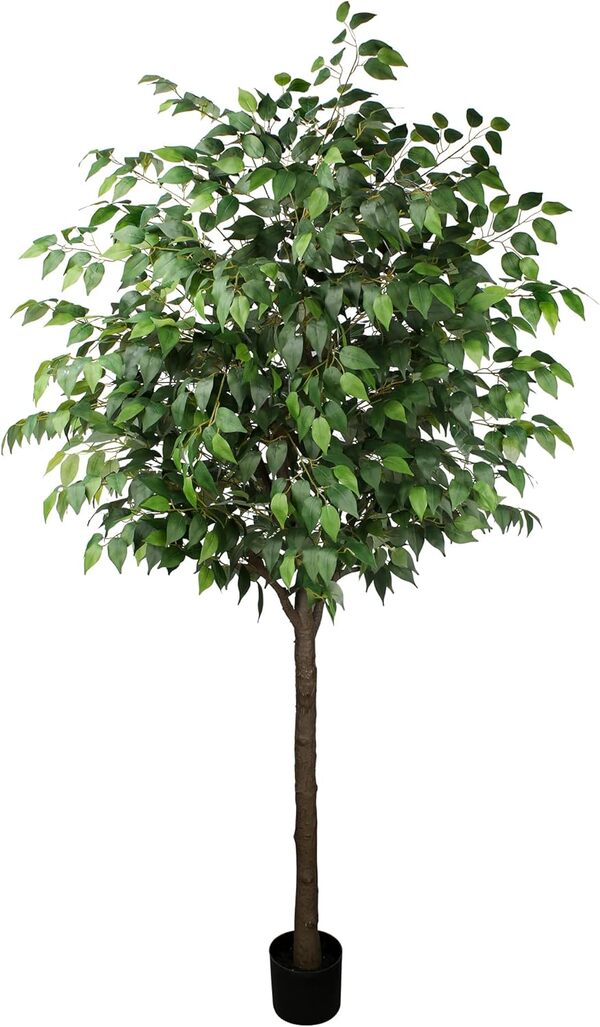 Ficus artificiel en soie en pot, 2,1 m, fausse plante pour bureau, maison, décoration d'intérieur (intérieur/extérieur)