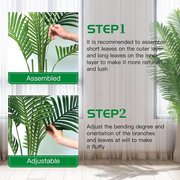 Palmier Artificiel en Pot, 1,5 m, Grande Plante Artificielle en Soie, 12 Feuilles pour décoration d'intérieur, Bureau, Salon, Cadeau de Pendaison de crémaillère