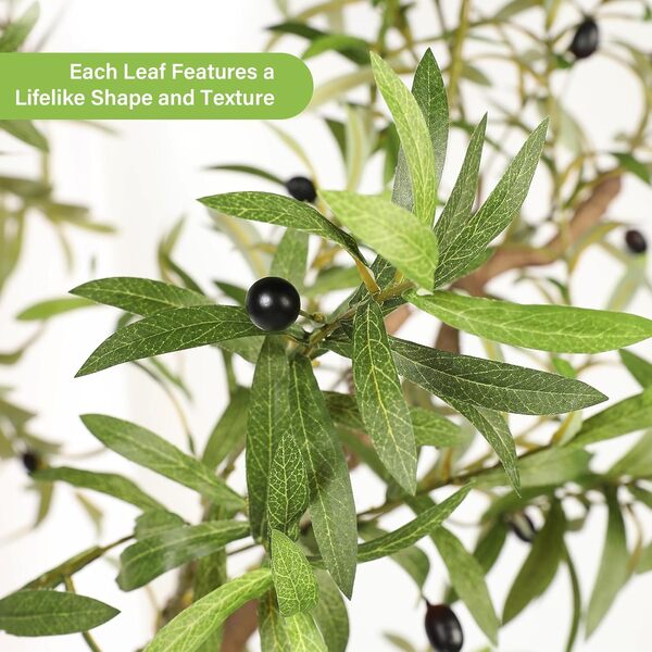 Olivier artificiel réaliste de 2,7 m pour intérieur (274,3 cm) – Grandes plantes artificielles d'intérieur avec tronc en bois naturel pour décoration de maison et de bureau