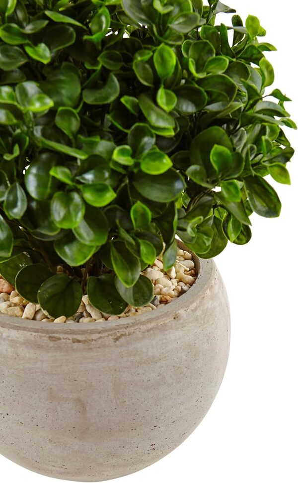 Presque Naturel 5,1 cm Eucalyptus Plante en Soie Couleur Sable Bol, Vert