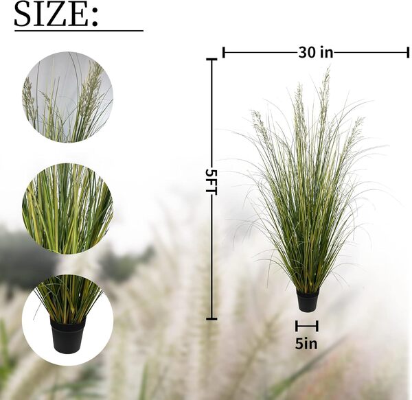 Plante artificielle de 1,5 m (lot de 2) de grande taille, plantes artificielles d'intérieur décoratives pour la maison, plantes artificielles et fleurs artificielles en pot, plante d'intérieur