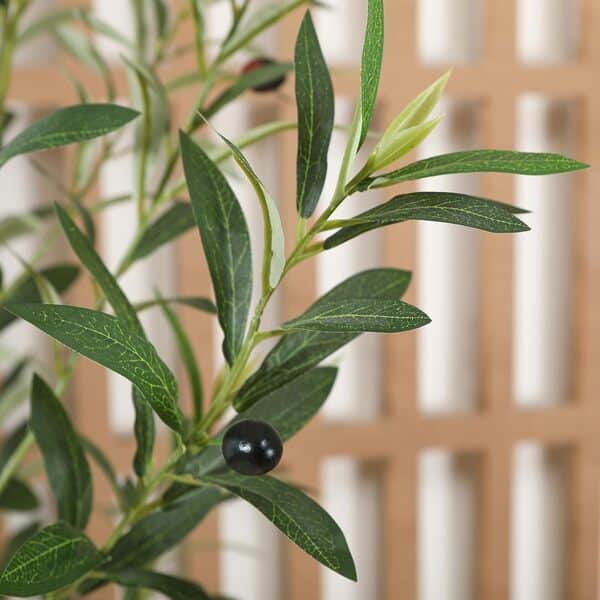 SOGUYI Olivier Artificiel, Plante Artificielle Olivier de 180 cm avec Tronc en Bois Naturel et Fruits Réalistes pour la Décoration de la Maison et du Bureau