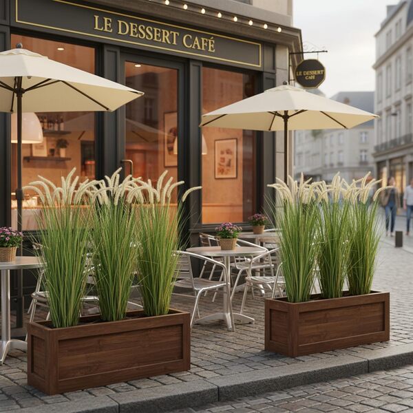 KOL Lot de 2 herbes artificielles de 1,5 m de haut - Pour intérieur et extérieur - Plantes artificielles décoratives en pot - Pour décoration de mariage