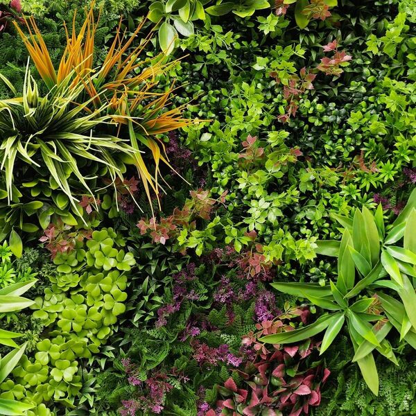 SYNTHAIETIK Mur Végétal Artificiel Wood Colors Prix/m² Plaque de 1m *1m décoration Murale Palette automnale vibrante