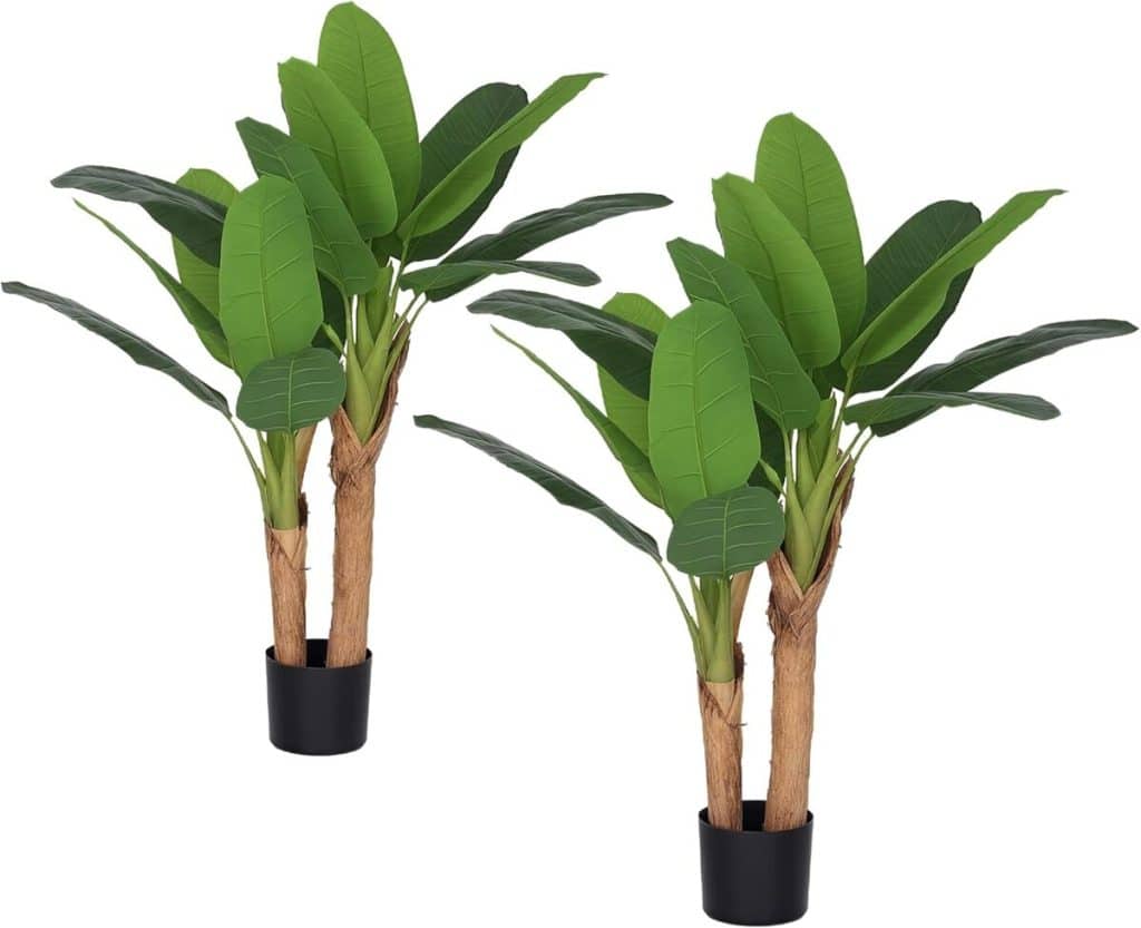 Avis sur le lot de 2 bananiers artificiels HOMCOM réalistes 120 cm pour intérieur