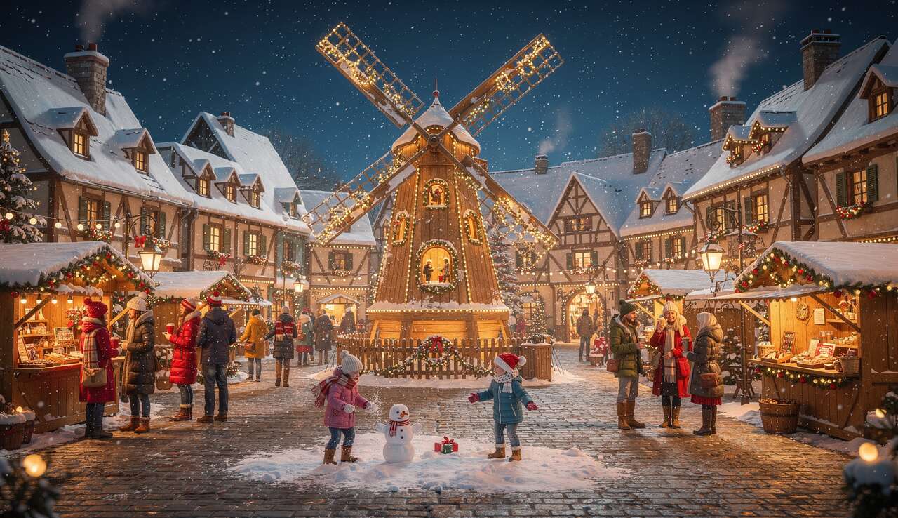 Test du village de noël Feeric Lights : place du Moulin animé et musical