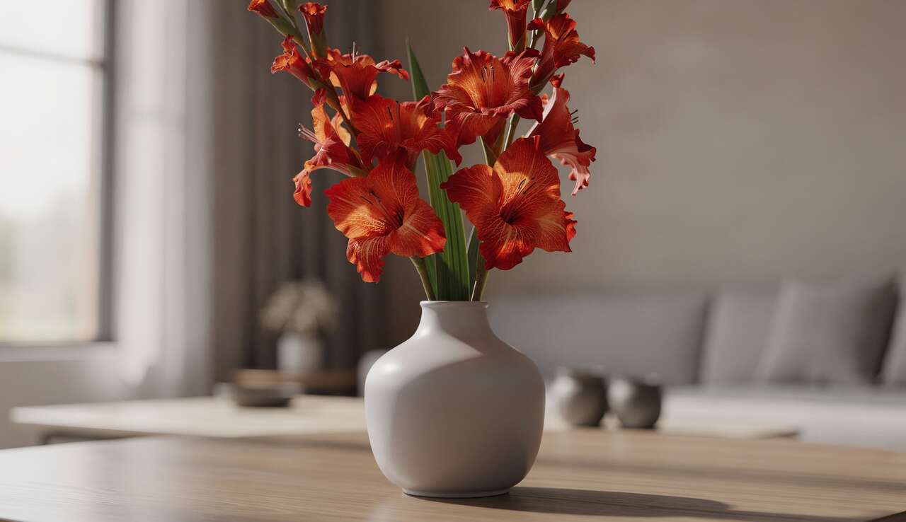 Fleur artificielle : glaïeul réaliste pour décoration intérieure