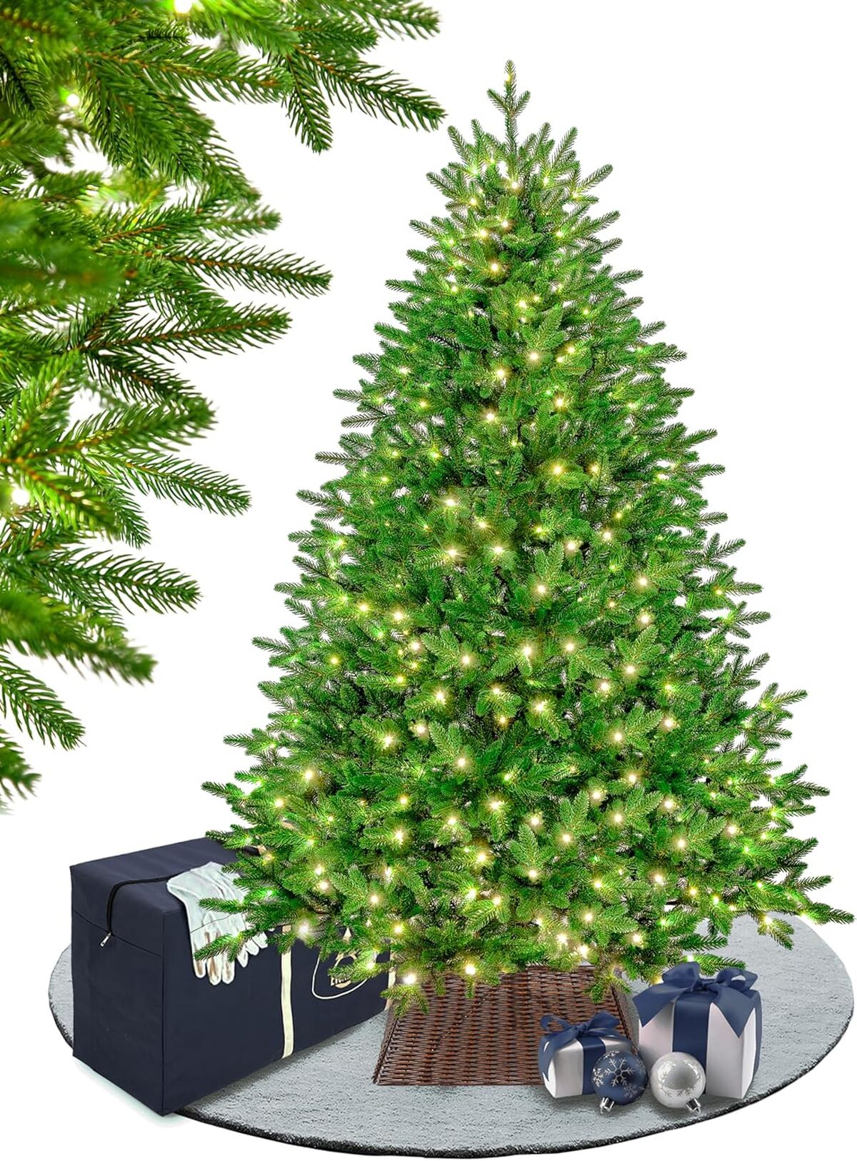 Sapin De Noël Artificiel Épicéa Du Nord 180 Cm - Réaliste Et Dense Sans éclairage - Système Parapluie Facile