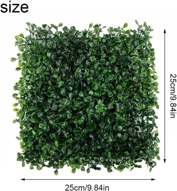 Lot de 50 panneaux muraux de plantes artificielles de 25 x 25 cm, brise-vue et protection pour maison, jardin, cour, décoration de mariage
