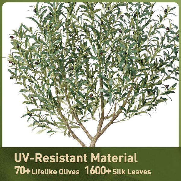 Olivier Artificiel 210 cm - Plante Artificielle Intérieur Décorative avec Pot Conique Noir, Protection UV - Fausse Plante Verte Maison Salon Bureau Jardin Extérieur, VN156