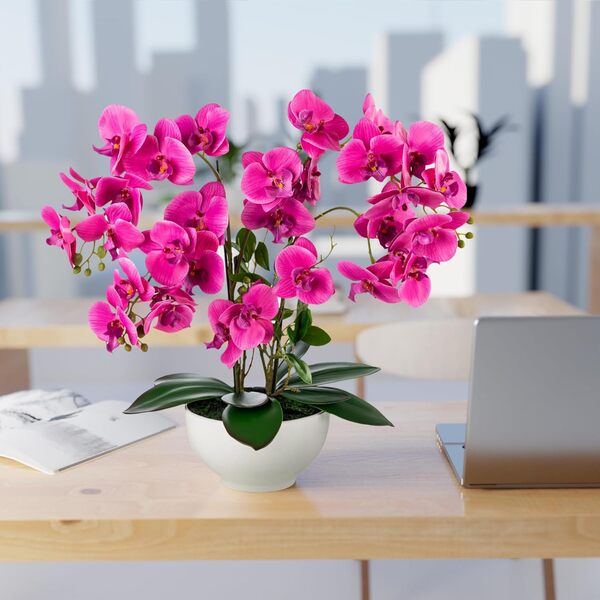 PASCH® Orchidée Artificielle XXL Grande (56 cm) Dans Un Pot En Céramique Brillante | Comme De Vraies Orchidées | Fleurs Artificielles