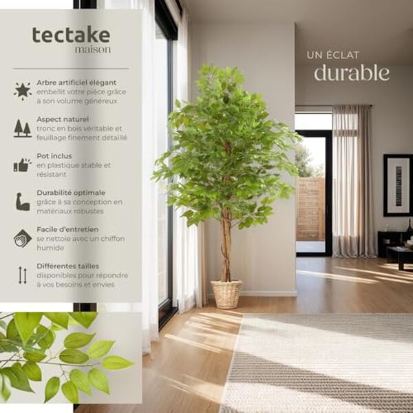 Découvrez notre avis sur le ficus artificiel 160 cm de tecTake : style et praticité pour sublimer votre intérieur avec un entretien minimal