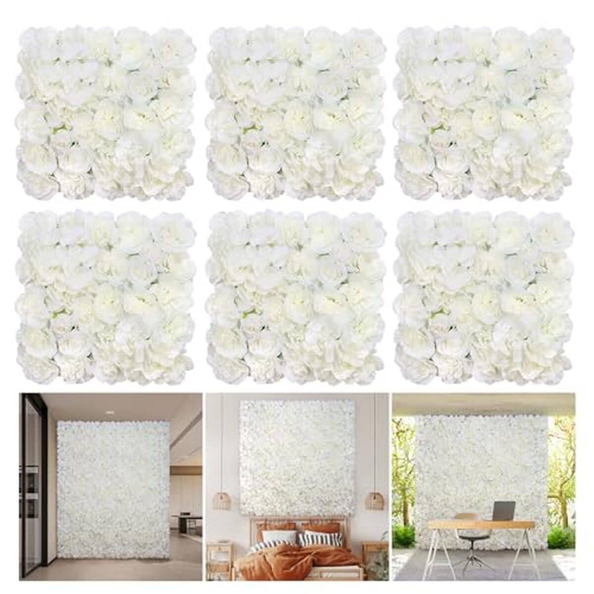 Avis : panneau floral QinmiGarden rose de soie blanche