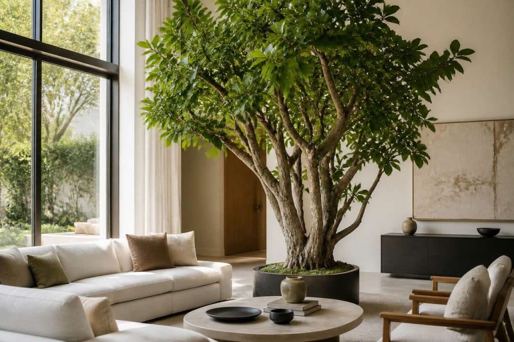 Figuier artificiel géant : décoration naturelle pour intérieur
