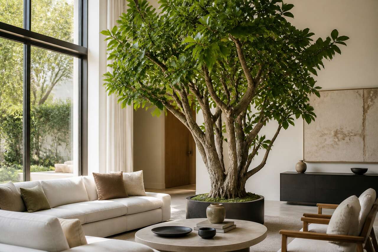 Figuier artificiel géant : décoration naturelle pour intérieur