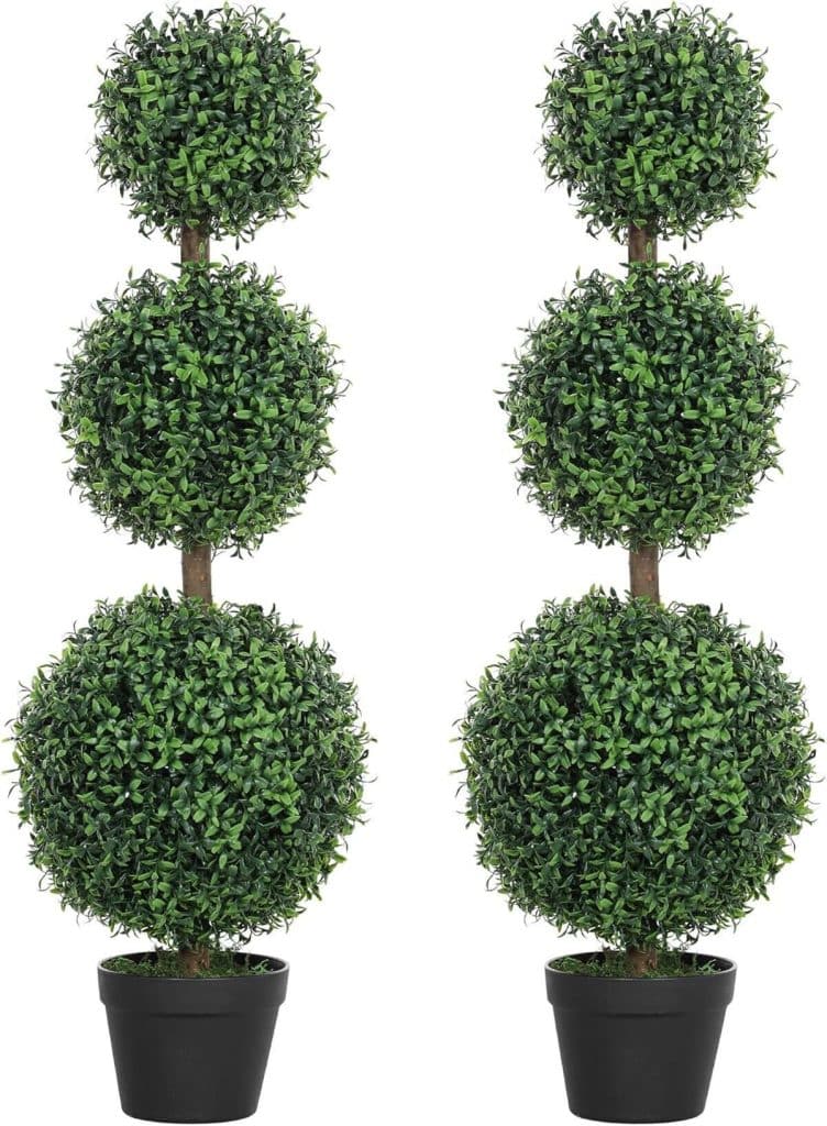 Avis : hOMCOM lot de 2 plantes artificielles en buis topiaire