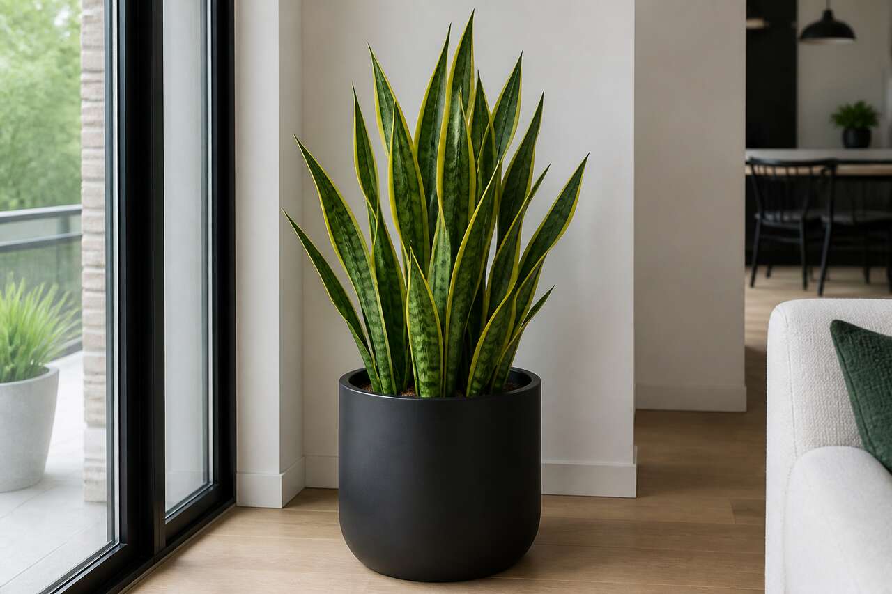 Sansevieria artificiel large vert jaune : plante déco intérieure
