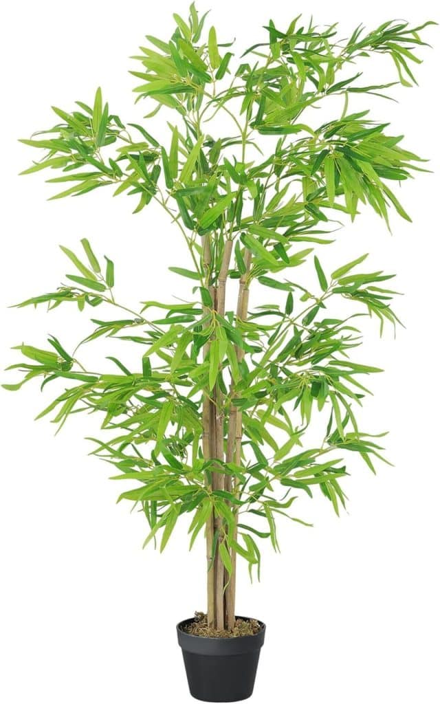 Avis : bambou artificiel Outsunny 1, 5 m avec pot noir et lichen vert