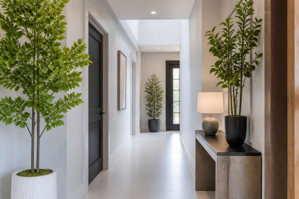 Plantes artificielles pour embellir le couloir