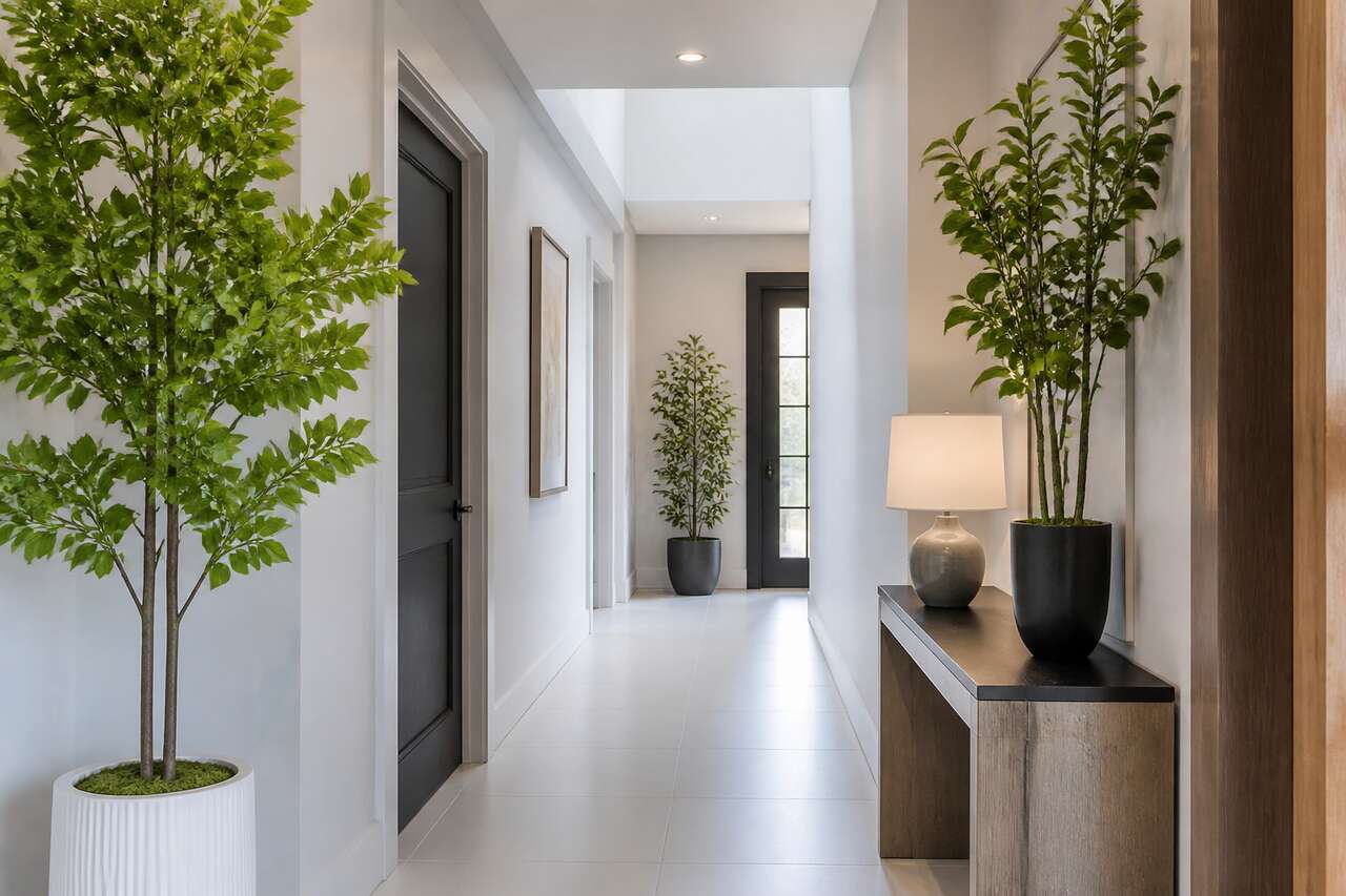 Plantes artificielles pour embellir le couloir